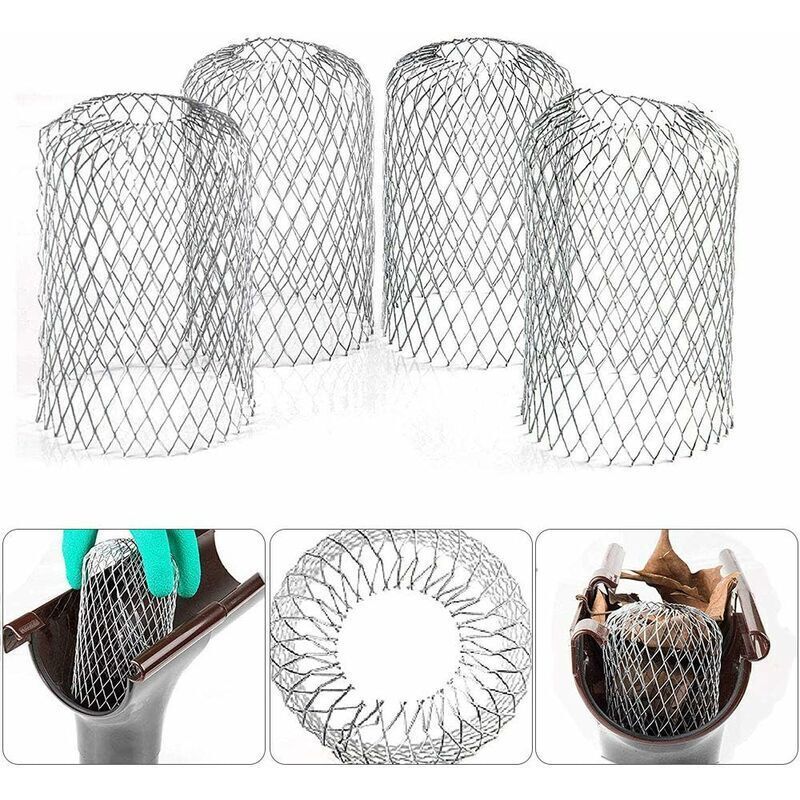 4 Flexible Aluminum Gutter Filters, Mesh Leaf Stop, Gutter Strainer, Leaf Guard, Gutter Cover to Protect Gutters from Leaves, 8 cm Diameter - Image 1
