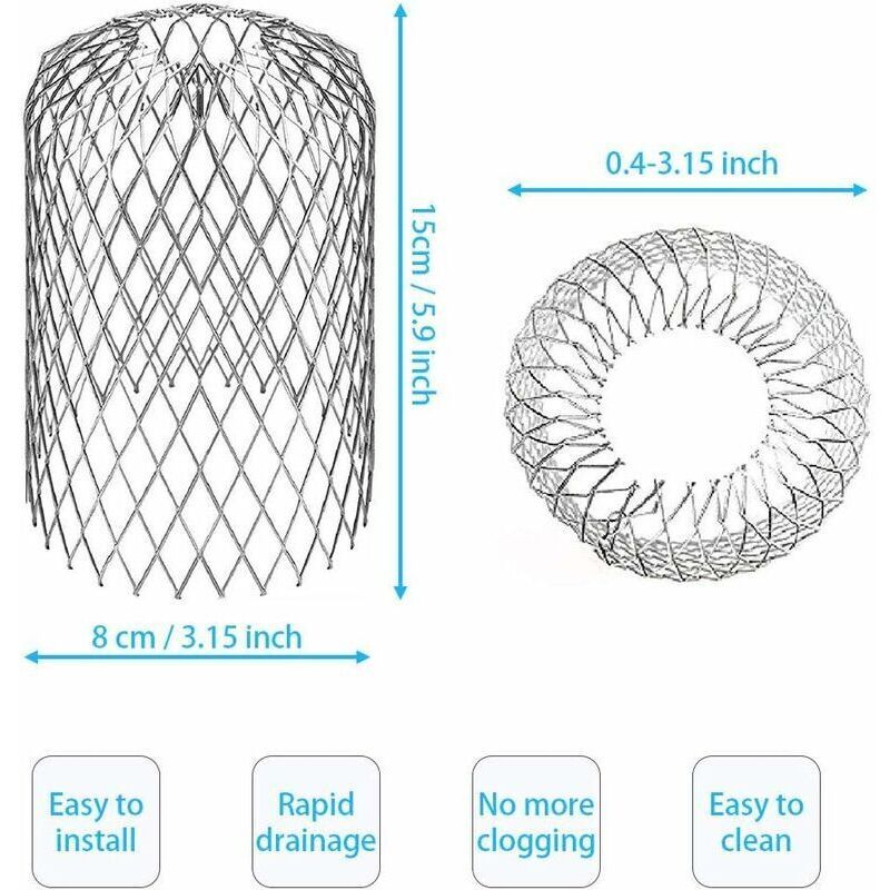 4 Flexible Aluminum Gutter Filters, Mesh Leaf Stop, Gutter Strainer, Leaf Guard, Gutter Cover to Protect Gutters from Leaves, 8 cm Diameter - Image 2