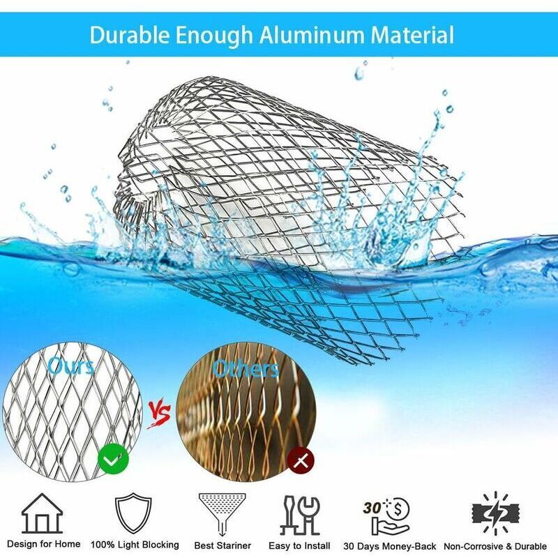 4 Flexible Aluminum Gutter Filters, Mesh Leaf Stop, Gutter Strainer, Leaf Guard, Gutter Cover to Protect Gutters from Leaves, 8 cm Diameter - Image 3
