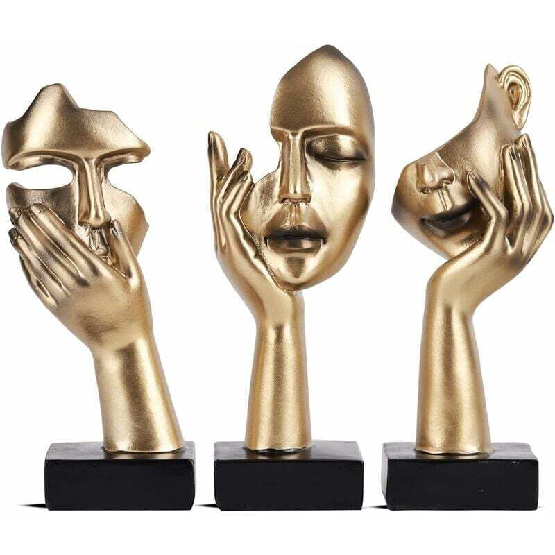 3 Pcs Thinker Statues, Gold and Black Abstract Art Sculpture, Office Decoration, Christmas Gift, New Year Gift, 3 Gold Pieces - Image 1