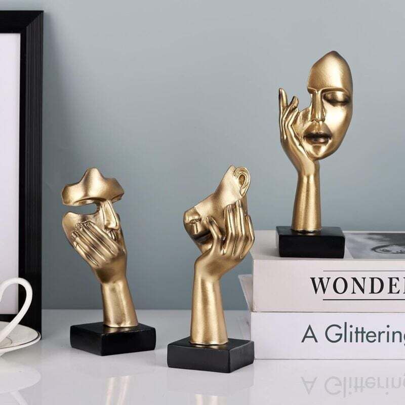 3 Pcs Thinker Statues, Gold and Black Abstract Art Sculpture, Office Decoration, Christmas Gift, New Year Gift, 3 Gold Pieces - Image 2