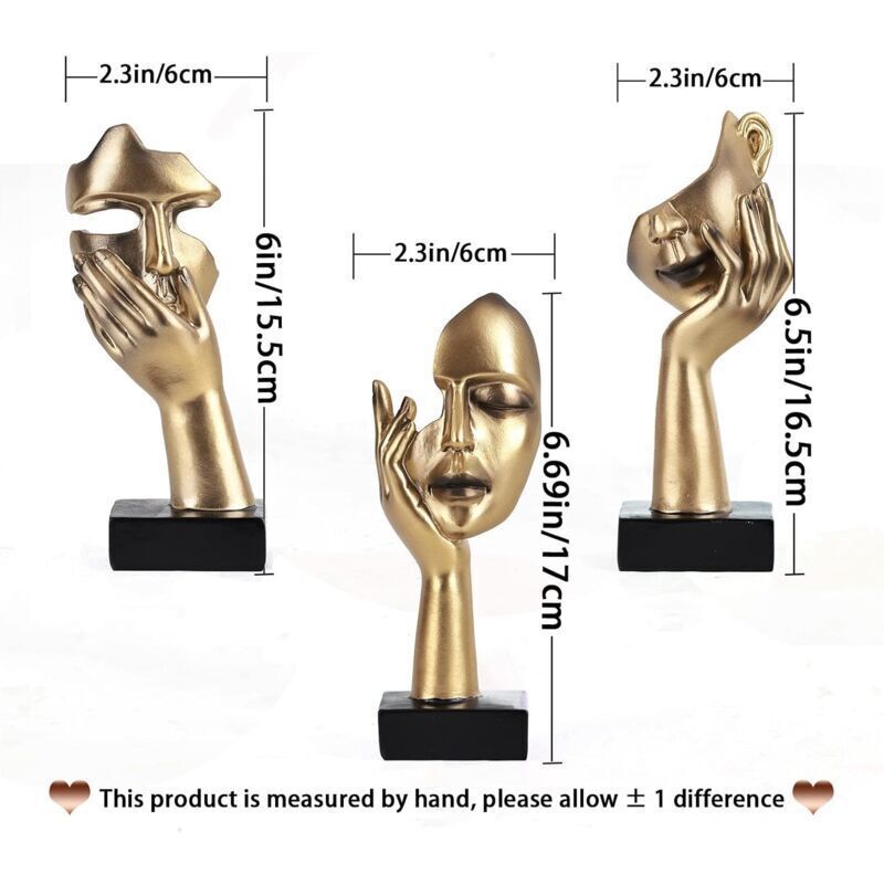 3 Pcs Thinker Statues, Gold and Black Abstract Art Sculpture, Office Decoration, Christmas Gift, New Year Gift, 3 Gold Pieces - Image 3
