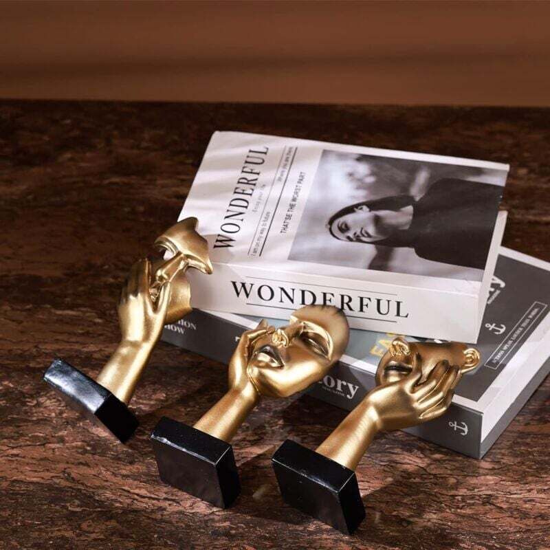 3 Pcs Thinker Statues, Gold and Black Abstract Art Sculpture, Office Decoration, Christmas Gift, New Year Gift, 3 Gold Pieces - Image 4