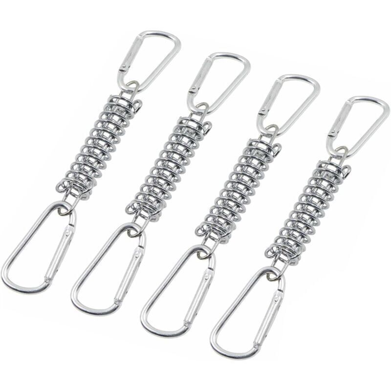 4 Pcs Spring Loop Tension Blind Fixing, Shade Sail Fixings Accessories in Stainless Steel with 4 Helical Springs and 8 Carabiners for Tents, Awnings - Image 1