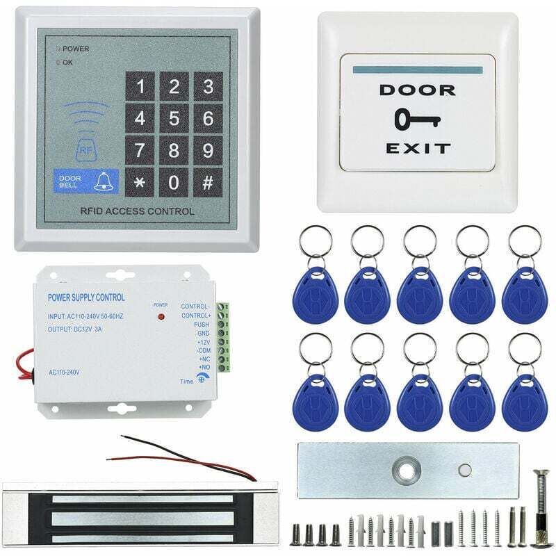 RFID Access Control System Kit, Glass Door Opener, Electronic Magnetic Lock, ID Card, Power Supply - Image 1