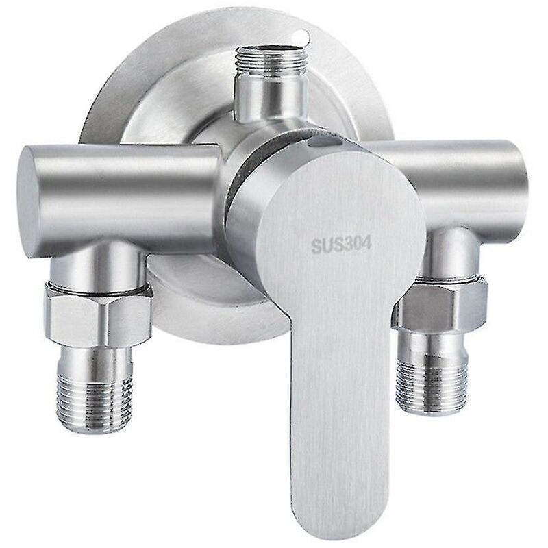 304 Stainless Steel Exposed Hot and Cold Shower Faucet Switch Water Heater Bathroom Faucet, Exposed Stainless Steel Triangle Shower Faucet - Image 1