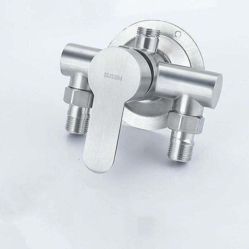 304 Stainless Steel Exposed Hot and Cold Shower Faucet Switch Water Heater Bathroom Faucet, Exposed Stainless Steel Triangle Shower Faucet - Image 2