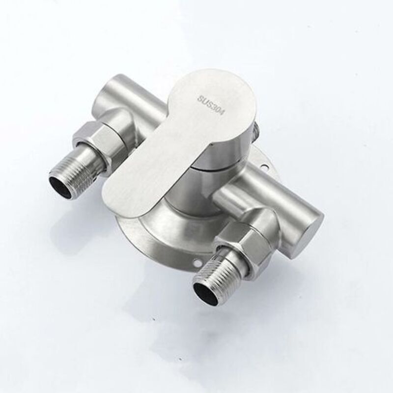 304 Stainless Steel Exposed Hot and Cold Shower Faucet Switch Water Heater Bathroom Faucet, Exposed Stainless Steel Triangle Shower Faucet - Image 3