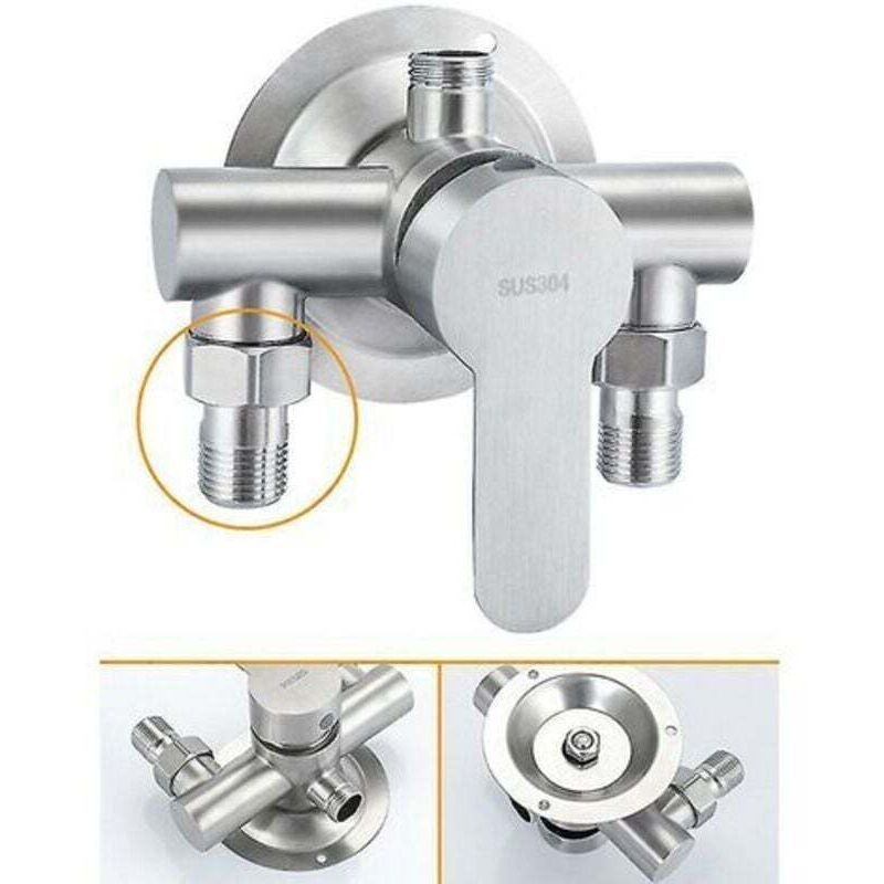 304 Stainless Steel Exposed Hot and Cold Shower Faucet Switch Water Heater Bathroom Faucet, Exposed Stainless Steel Triangle Shower Faucet - Image 4