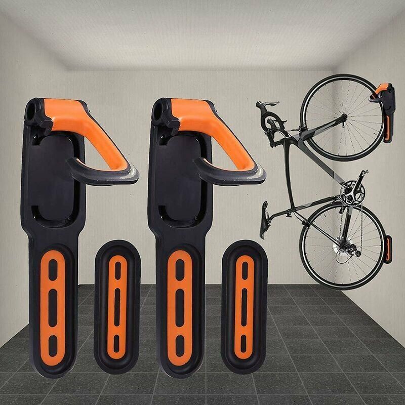 Bicycle Rack, Wall-Mounted Bicycle Rack with Rubber Coating, for 2 Bicycles, Wall-Mounted Bicycle Supports for Indoor and Outdoor Use - Image 1