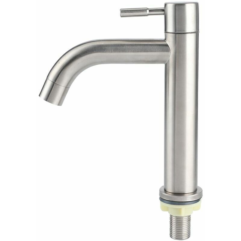 Single G1 2 Brushed Stainless Steel Cold Water Tap with Large Single-Hole Basin - Image 1