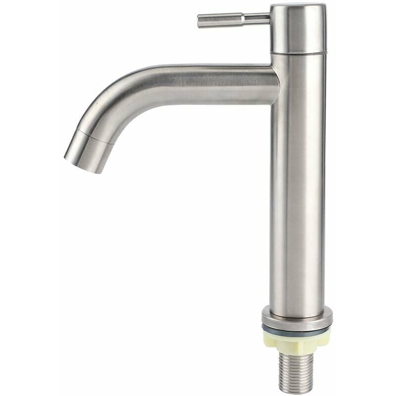 Single G1 2 Brushed Stainless Steel Cold Water Tap with Large Single-Hole Basin - Image 3
