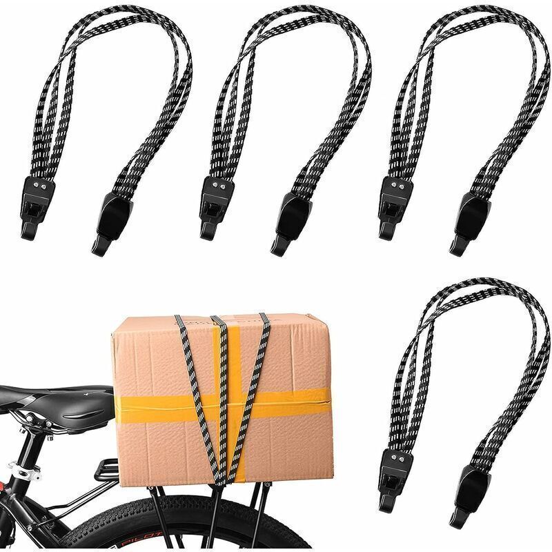 4 Pcs Elastic Bungee Cords with Hooks, Sl Gt, 3 in 1 Luggage Straps, Bicycle Bungee Cord, Bike Luggage Strap - Image 1