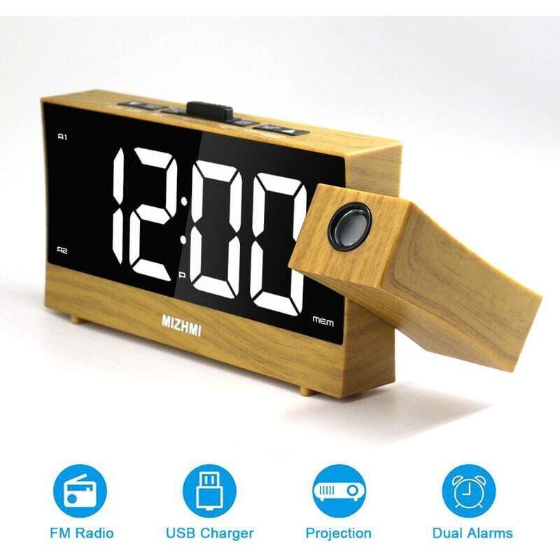 Projection Alarm Clock for Bedrooms with Indoor and Outdoor Temperature Display Dual Alarm Multicolor Backlit Projection Clock - Image 1