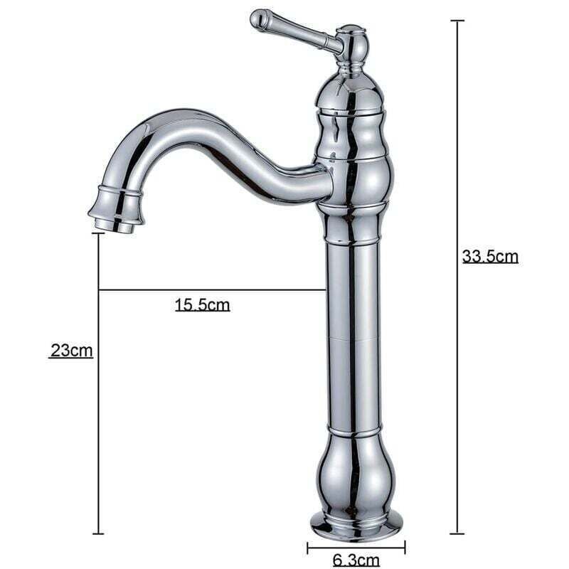 Retro Swivel Basin Mixer Tap, 360 Degree Rotating, Single Lever, High Spout, Hot and Cold Water, Chrome - Image 3