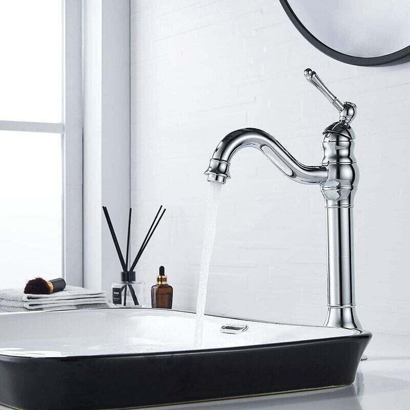 Retro Swivel Basin Mixer Tap, 360 Degree Rotating, Single Lever, High Spout, Hot and Cold Water, Chrome - Image 4