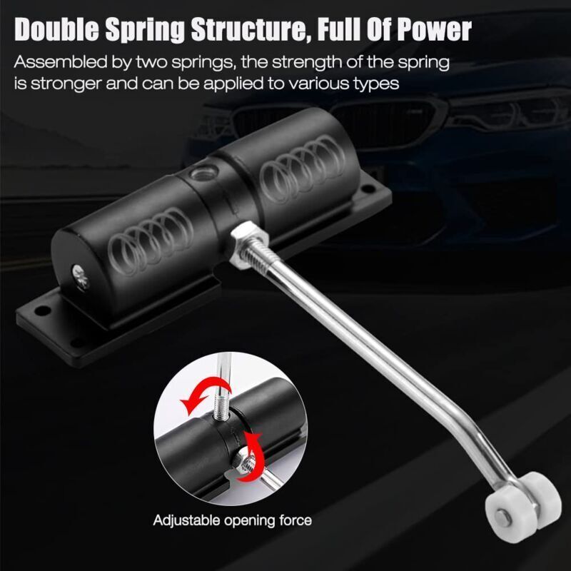 Automatic Door Closer, Spring-Loaded Door Closer, Adjustable Zinc Alloy Automatic Closing for Living Room or Shop, Controls up to 40KG - Image 3