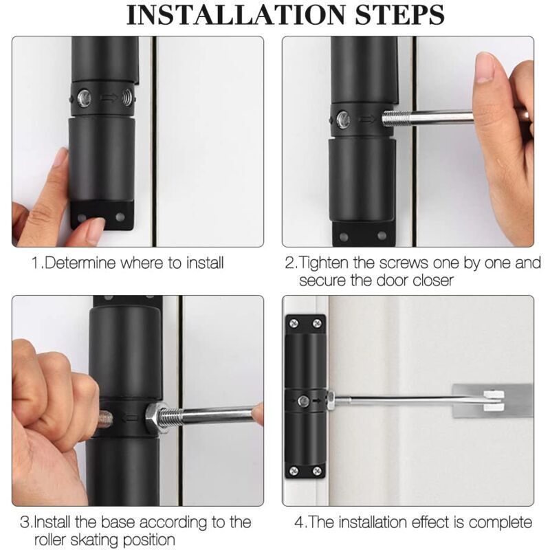 Automatic Door Closer, Spring-Loaded Door Closer, Adjustable Zinc Alloy Automatic Closing for Living Room or Shop, Controls up to 40KG - Image 4