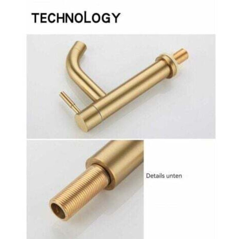 Single Cold Basin Faucet Stainless Steel Bathroom Countertop Sink Faucet 4 Point Interface PVD Basin Faucet - Image 4