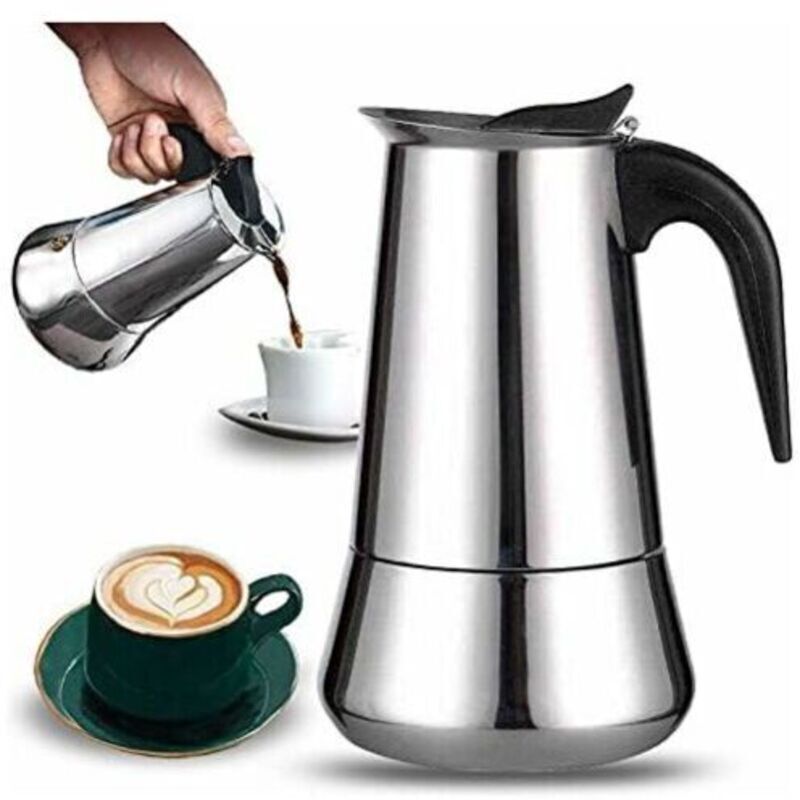 Italian Coffee Maker, 2 Cup Stainless Steel Compatible with All Stovetops, 100 ml - Image 1