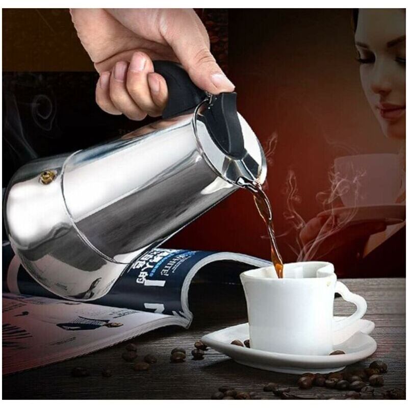 Italian Coffee Maker, 2 Cup Stainless Steel Compatible with All Stovetops, 100 ml - Image 2