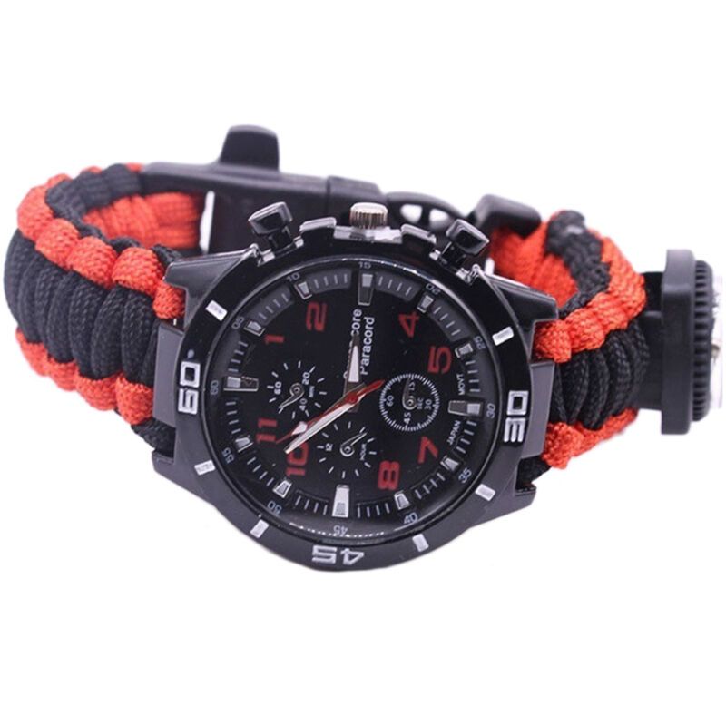Outdoor Camping Survival Watch Multifunction Bracelet Tool Kit Compass Rope Whistle Paracord - Image 1