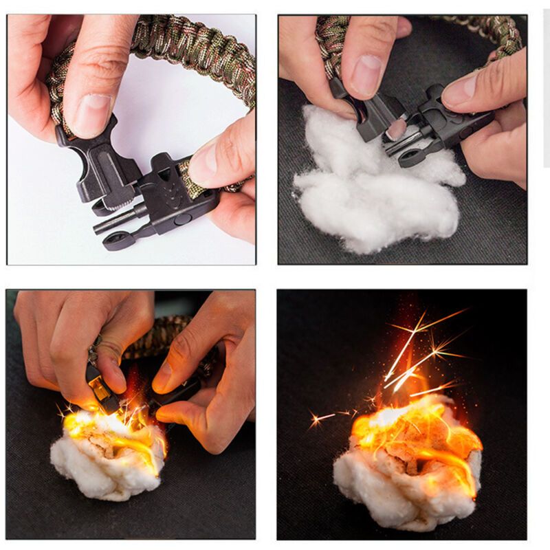 Outdoor Camping Survival Watch Multifunction Bracelet Tool Kit Compass Rope Whistle Paracord - Image 3