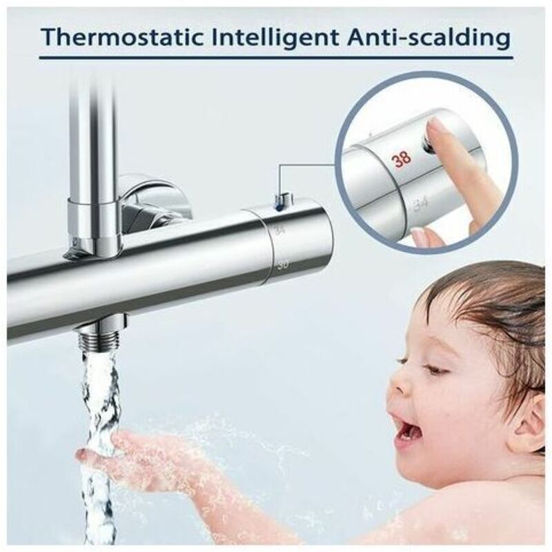 Thermostatic Column, Brass Shower Faucet High G3 4, Low G1 2, 26.4 mm, 21 mm, 150 mm - Image 4