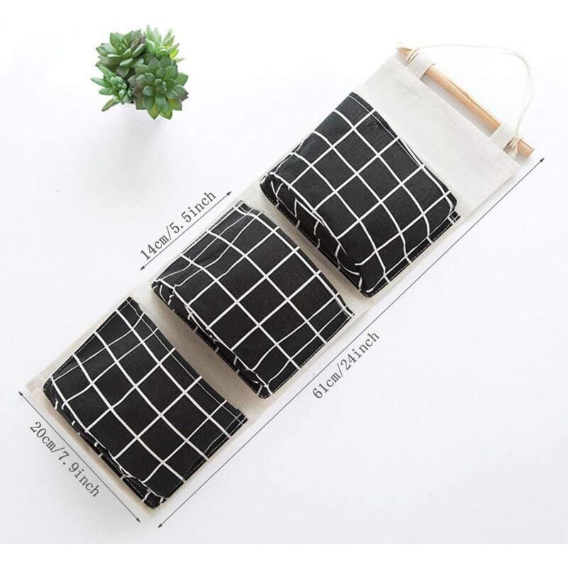 3 Pcs Hanging Storage Bag with 3 Pockets, Fabric Wall Shelf Basket Storage Pouch Organizer for Bedroom Bathroom Kitchen, Waterproof and Stylish - Image 4
