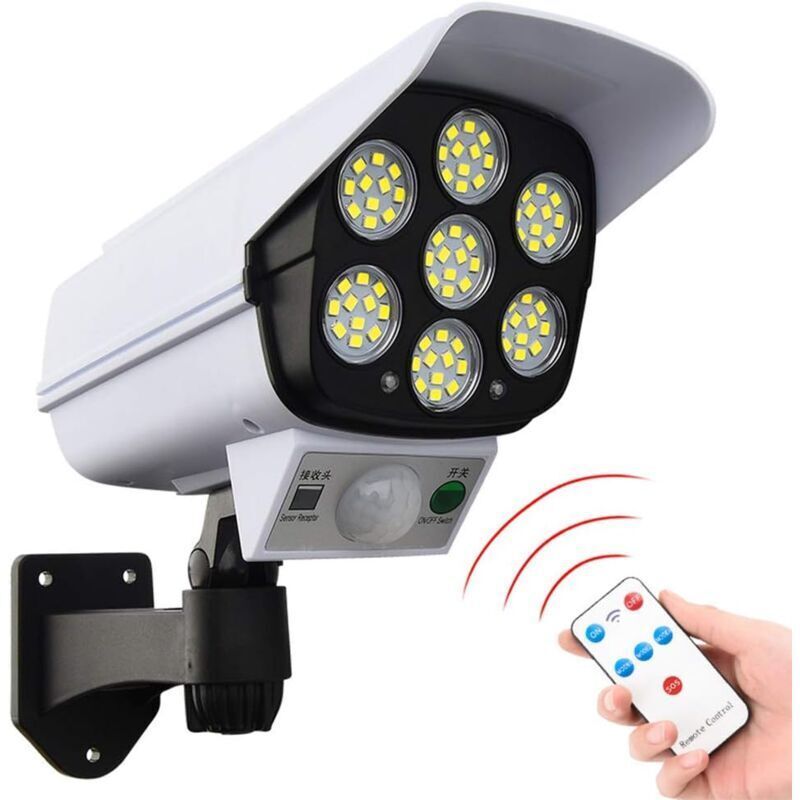 77 LED Solar Light Outdoor Simulation Surveillance Security Lighting with Motion Sensor Solar Wall Lamp Fake Surveillance Cameras - Image 1