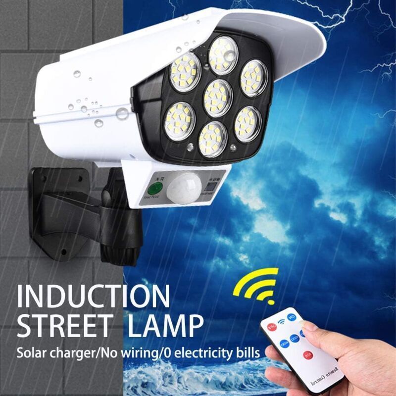 77 LED Solar Light Outdoor Simulation Surveillance Security Lighting with Motion Sensor Solar Wall Lamp Fake Surveillance Cameras - Image 2