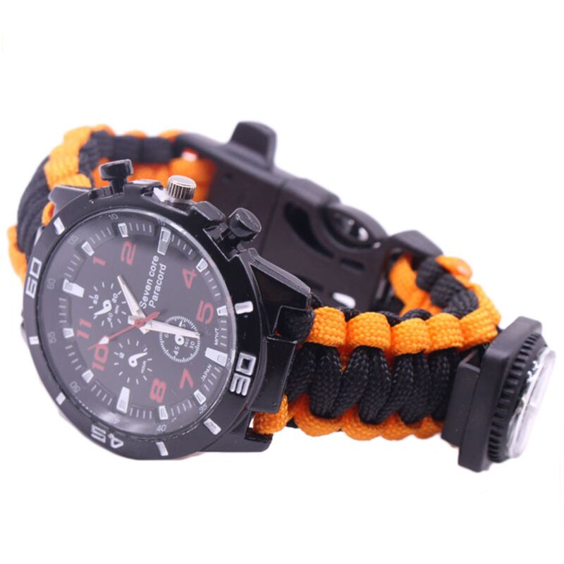 Outdoor Camping Survival Watch Multifunctional Bracelet Compass Rope Whistle Paracord Bracelet Tool Kit - Image 1