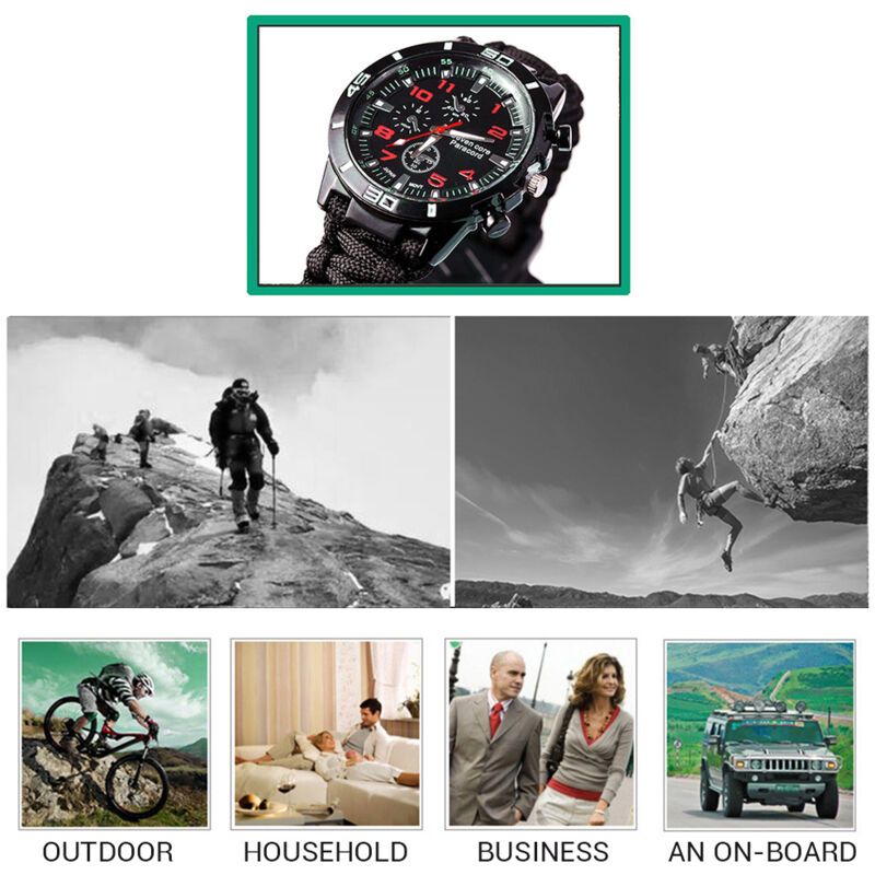 Outdoor Camping Survival Watch Multifunctional Bracelet Compass Rope Whistle Paracord Bracelet Tool Kit - Image 4