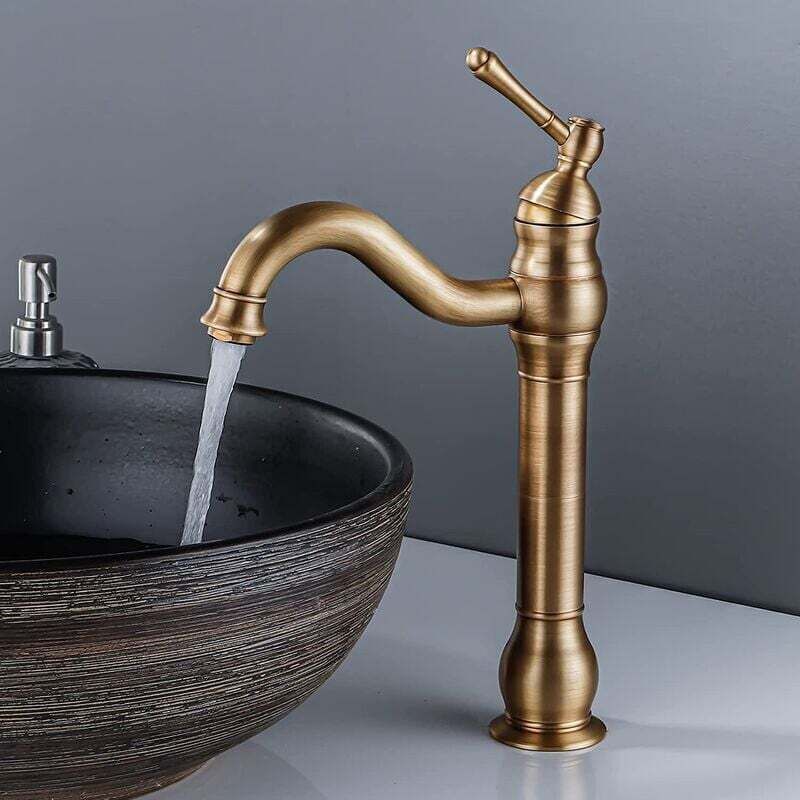 Retro Basin Faucet 360 Degree Swivel Single Lever Bathroom Mixer Tap High Spout Hot and Cold Water Available Bronze - Image 1