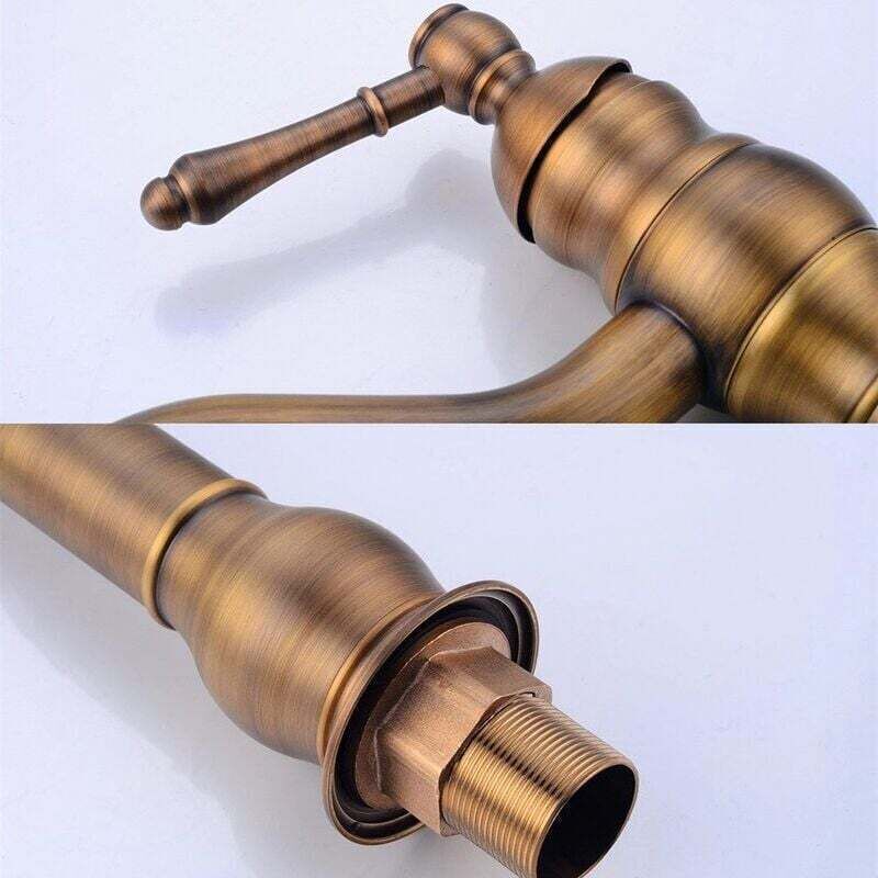 Retro Basin Faucet 360 Degree Swivel Single Lever Bathroom Mixer Tap High Spout Hot and Cold Water Available Bronze - Image 2