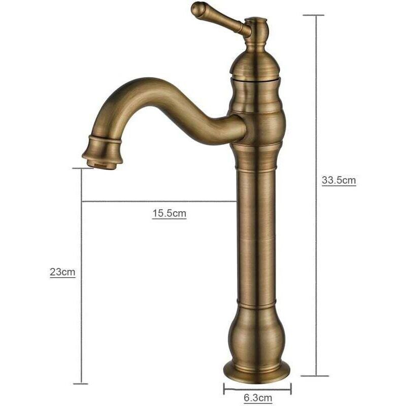 Retro Basin Faucet 360 Degree Swivel Single Lever Bathroom Mixer Tap High Spout Hot and Cold Water Available Bronze - Image 3