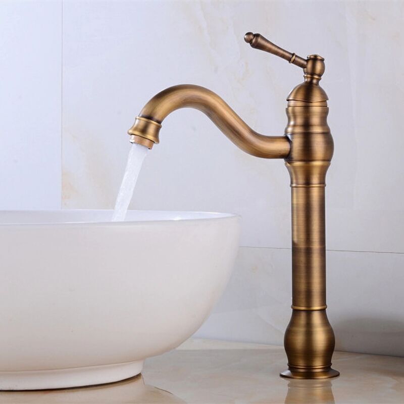 Retro Basin Faucet 360 Degree Swivel Single Lever Bathroom Mixer Tap High Spout Hot and Cold Water Available Bronze - Image 4