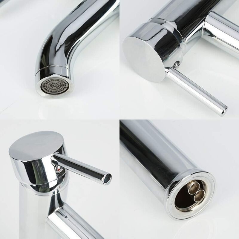 Bathroom Sink Faucet, High Arc Bathroom Sink Mixer Tap, Adjustable Hot and Cold Mixer Tap, Chrome Plated Brass, Silver Grey - Image 3