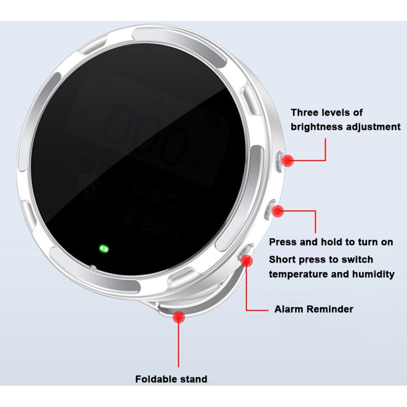 Portable Carbon Monoxide Detector with 2.1 Inch Screen, Multifunction Temperature and Humidity Tester, Electrochemical Sensor, IP65 Waterproof - Image 2