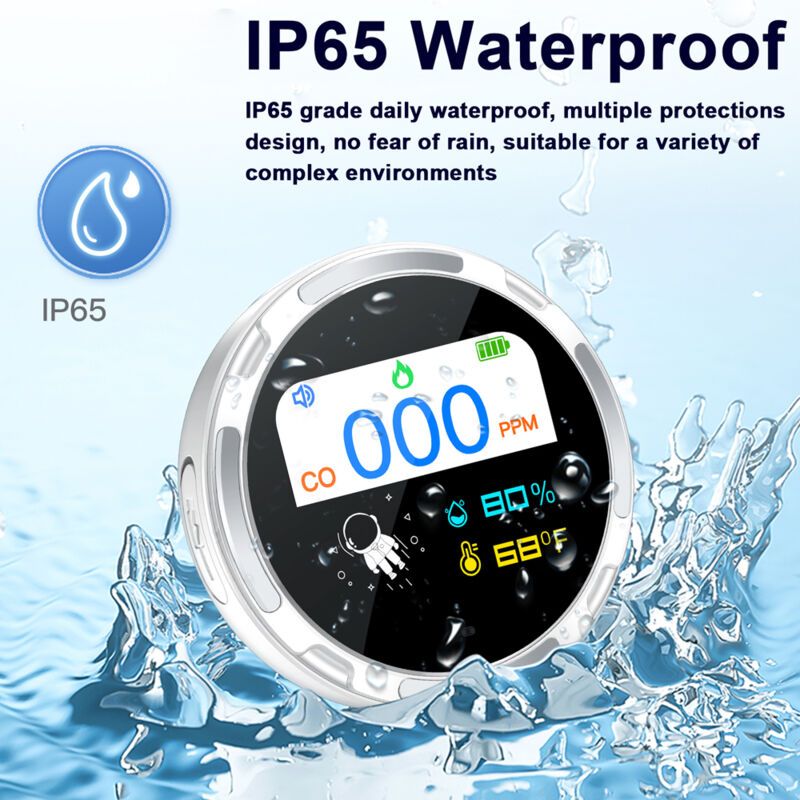 Portable Carbon Monoxide Detector with 2.1 Inch Screen, Multifunction Temperature and Humidity Tester, Electrochemical Sensor, IP65 Waterproof - Image 4