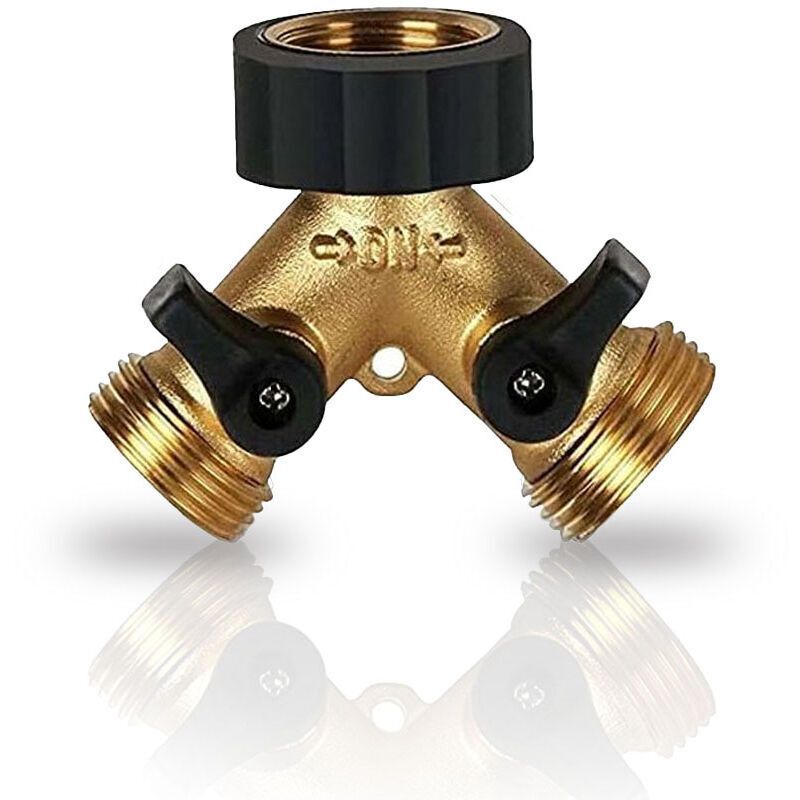 Double Washing Machine Faucet, Heavy Duty Brass 2 Way Y Garden Hose Tap Splitter for 3 4 Inlet Hoses, Outdoor Faucet - Image 1