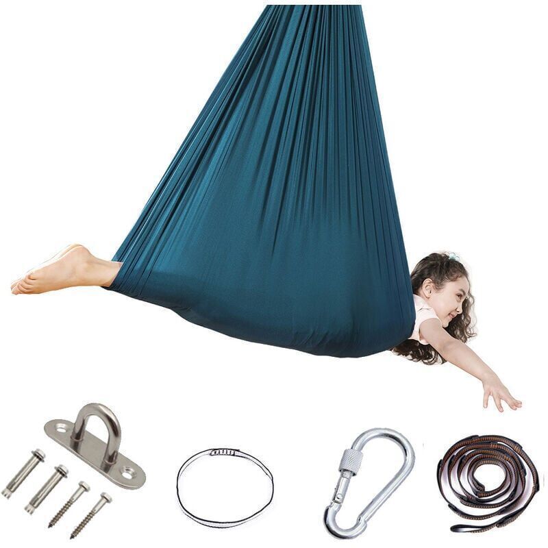 Sensory Therapy Swing for Kids, 360 Degree Indoor-Outdoor Children Hammock, Elastic Swing Therapy, Hugging Hanging Chair, Sky Blue - Image 1