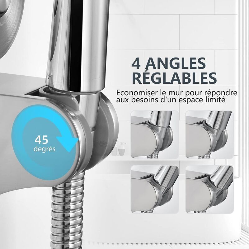 Shower Head Holder, Stainless Steel Suction Cup Shower Holder No Drilling Wall Mount Adjustable Shower Head Holder for Bathroom Suction Cup Shower - Image 3