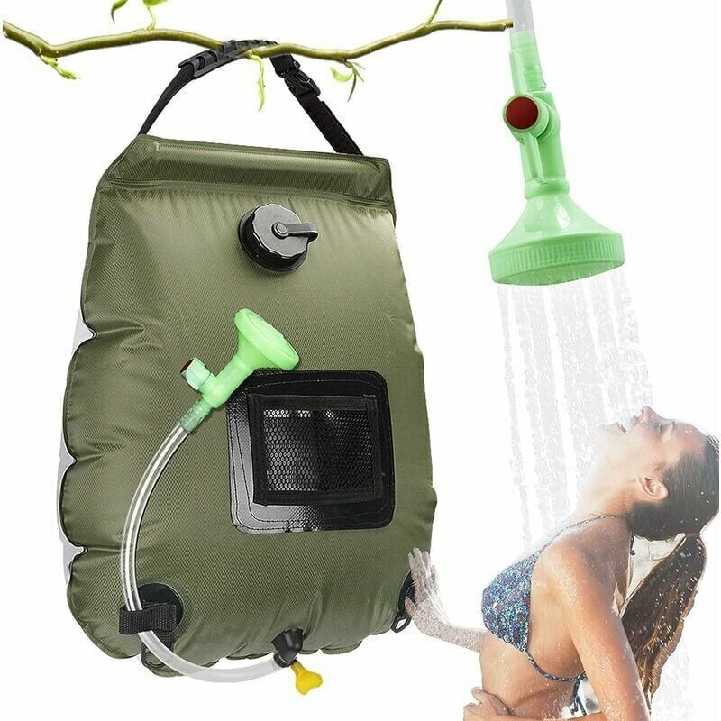 Solar Camping Shower Bag, Solar Portable Shower Bag, Outdoor Foldable Water Bag with Switchable Shower Head Solar Water Heater for Hiking, 20 L - Image 1