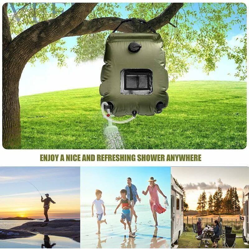 Solar Camping Shower Bag, Solar Portable Shower Bag, Outdoor Foldable Water Bag with Switchable Shower Head Solar Water Heater for Hiking, 20 L - Image 2