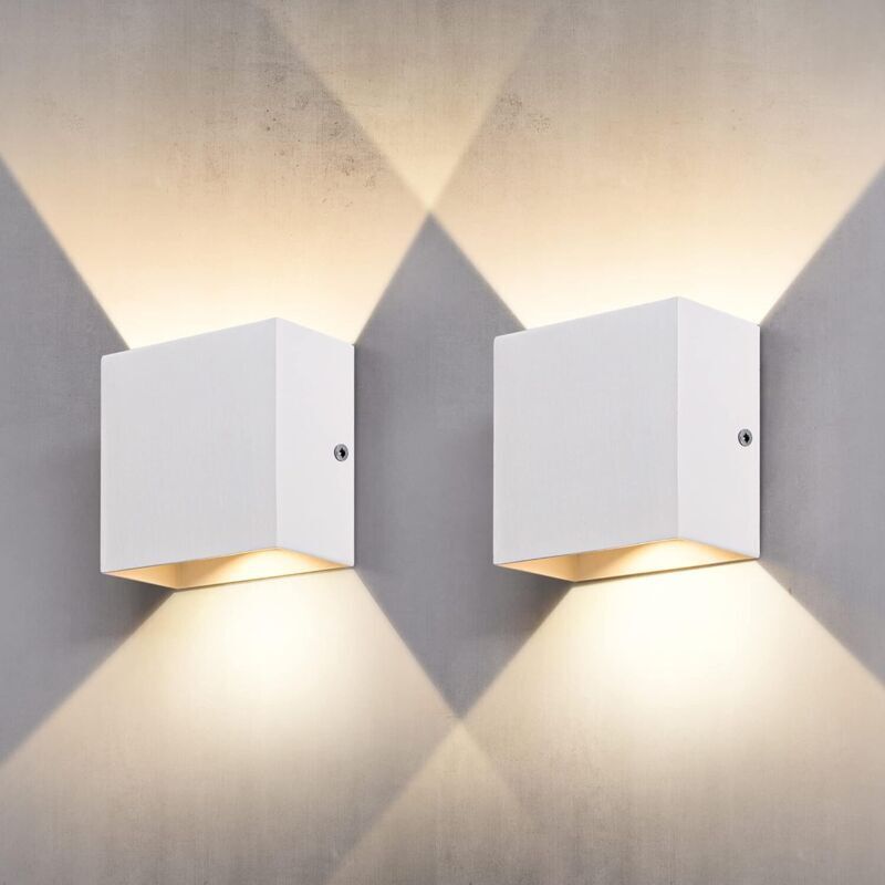 2 Pcs Indoor Wall Light, Bedroom Wall Light 6W 3000K, LED Square Wall Light, White Wall Lamp Used in Living Room, Bathroom, Kitchen, Dining Room - Image 3