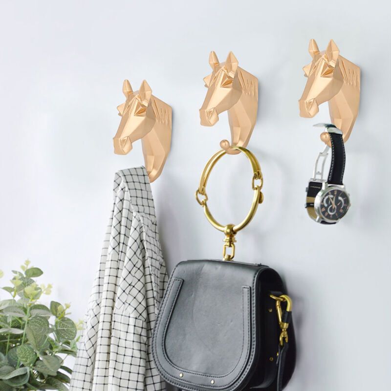 Resin Animal Style Discreet Bathroom Wall Mounted Towel Rack Hat Key Horse Hanger - Image 1