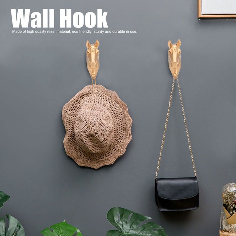 Resin Animal Style Discreet Bathroom Wall Mounted Towel Rack Hat Key Horse Hanger - Image 3