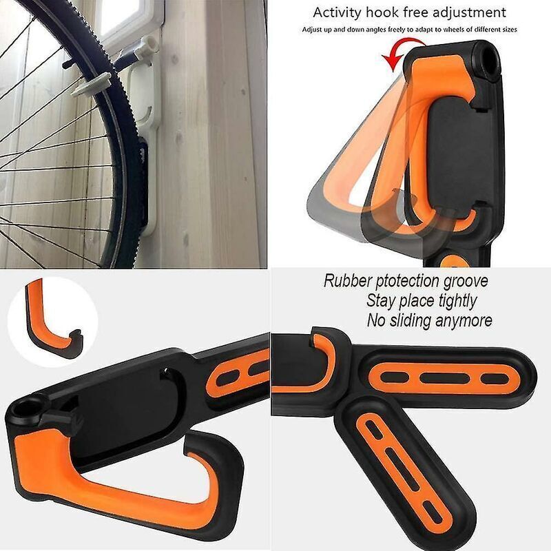 Rubber Coated Bike Rack Wall Mounted Bike Holder 2 Bike Wall Mounts Indoor and Outdoor Use - Image 2