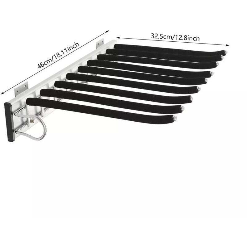 Expandable Trouser Rack, Trouser Hanger, Pant Rack, 9 Scarves, Hanging Rail, Expandable Trousers for Wardrobe, Left Side Mount, 48 cm - Image 3